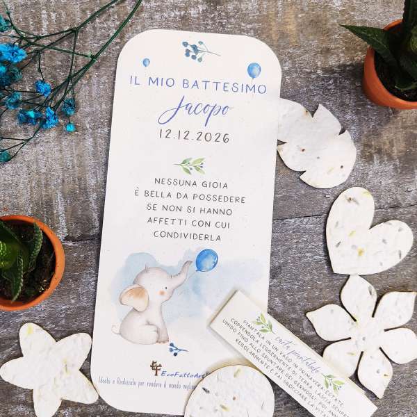 segnalibro carta piantabile battesimo